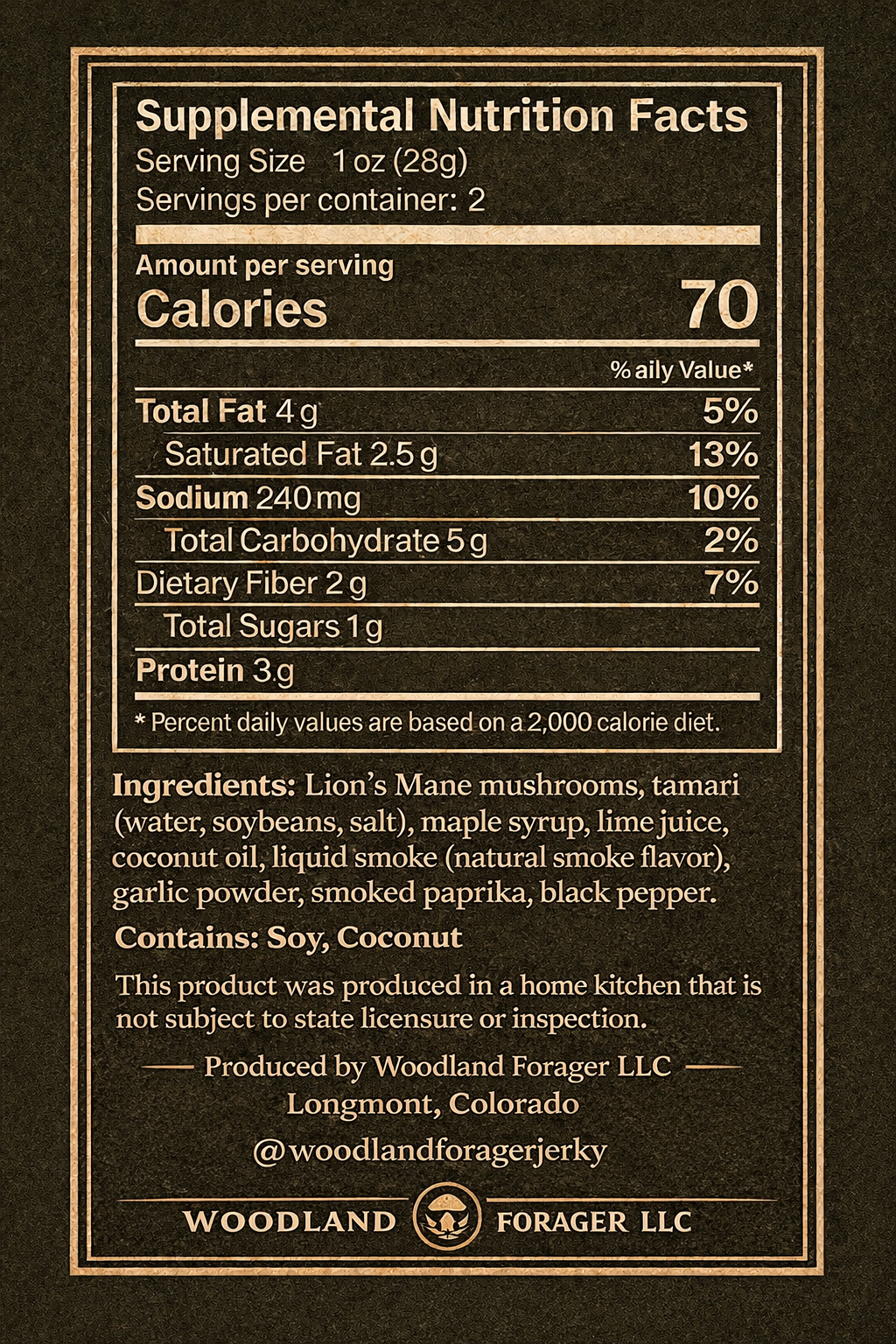 Lions Mane Mushroom Jerky 2.0 oz